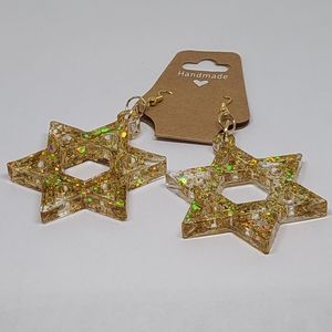 Golden Star of David Earrings